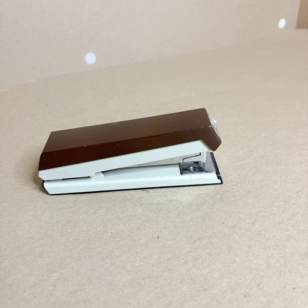 Vintage ACCO 50 Stapler Brown Cream Desk Stapler Made USA Mid Century Office